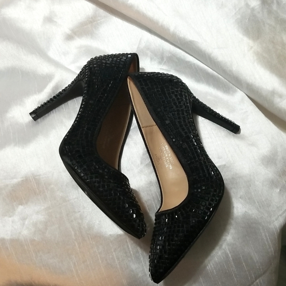 New Lauren Lorraine Crystal Studs Pointy toe Pumps Heels Embellished - Picture 2 of 9